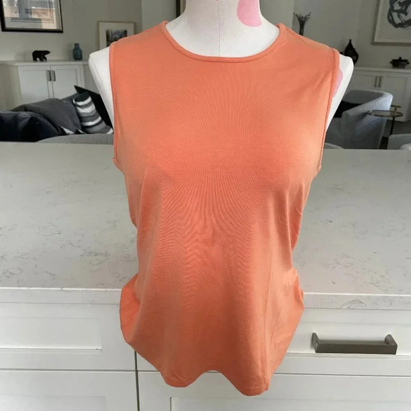 Kasper Knits Slvless Round Nk Neutral Rayon Spandex Tank Top Soft Peach M NWOT - Picture 1 of 9
